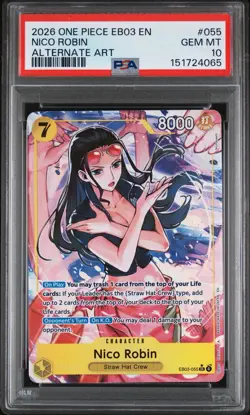 2026 ONE PIECE EB03-ONE PIECE HEROINES EDITION ALT ART #055 NICO ROBIN PSA 10 - Image 4