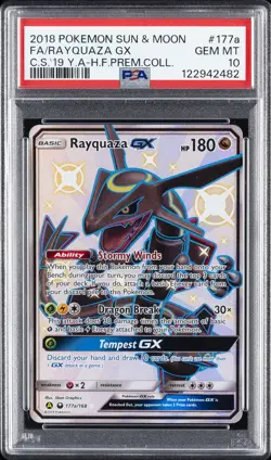 2018 POKEMON SUN & MOON CELESTIAL STORM #177A FULL ART/RAYQUAZA GX PSA 10 - Image 1