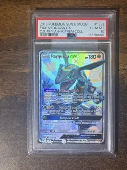2018 POKEMON SUN & MOON CELESTIAL STORM #177A FULL ART/RAYQUAZA GX PSA 10 - Image 1