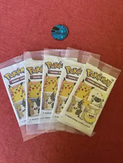SEALED 25th Anniversary General Mills Pokemon Cereal Set Of 5 Packs & Chip - Image 1