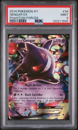 2014 Pokemon XY Phantom Forces #34 Gengar EX Ultra Rare PSA MINT 9 - Image 2