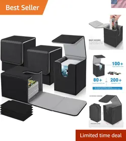Sturdy Leather Magnetic Card Deck Box - Fits 400+ Trading Cards Classic Style - Image 1