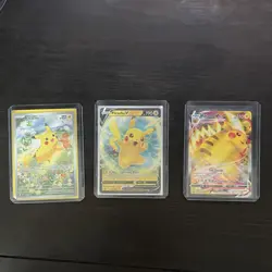 Pokemon Pikachu Basic, V & VMax Holo Card Lot - English - 3 Cards - Image 1