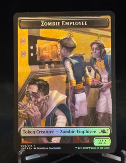 MTG Magic the Gathering UNF Unfinity Foil Zombie Employee / Storm Crow - Token - Image 1