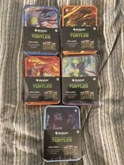 Lot Of 5 NEW Magic The Gathering TEENAGE MUTANT NINJA TURTLES TMNT Tins SET - Image 1