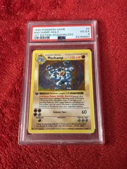 Pokemon Machamp Base Set Shadowless 1st Edition Holo Rare #8 PSA 4 - Image 1
