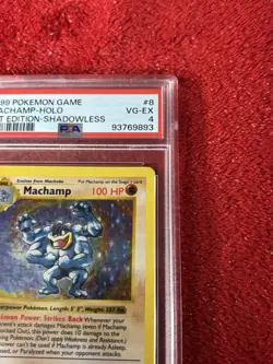 Pokemon Machamp Base Set Shadowless 1st Edition Holo Rare #8 PSA 4 - Image 2