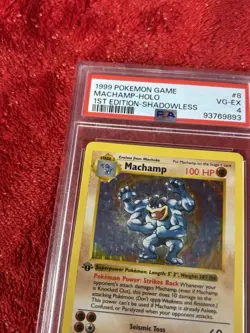 Pokemon Machamp Base Set Shadowless 1st Edition Holo Rare #8 PSA 4 - Image 3