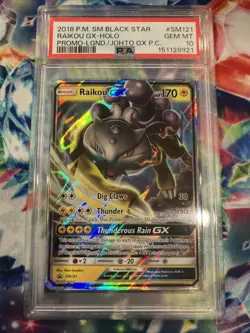 Pokemon SM Black Star 2018 Legendary Johto Gx #SM121 Raikou Gx Holo PSA 10 - Image 1