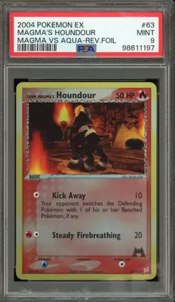 Pokemon Team Magma's Houndour EX Magma Vs Aqua Reverse Holo #63 PSA 9 Mint - Image 1