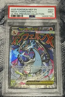 Pokemon 2025 Mega Charizard X EX Promo Me: Mega Evolution 023 Holo PSA 9 - Image 1