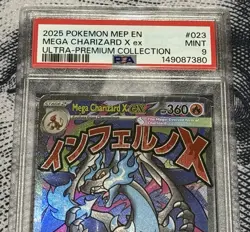 Pokemon 2025 Mega Charizard X EX Promo Me: Mega Evolution 023 Holo PSA 9 - Image 3