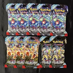 Pokemon TCG Stellar Crown Pack Lot Of 10. New Sealed. - Image 1
