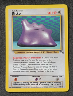 Pokemon TCG Ditto 18/62 Fossil Non-Holo Rare Card Vintage WOTC - LP - Image 1