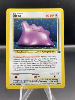 Ditto 3/62 Holo Rare Fossil Set Pokemon Card Vintage TCG - Image 1