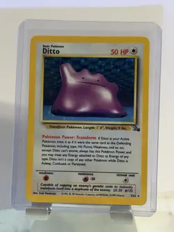 Pokemon TCG Ditto Fossil Holo Rare Card 3/62 Unlimited Vintage LP/NM - Image 1