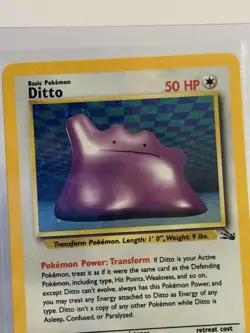 Pokemon TCG Ditto Fossil Holo Rare Card 3/62 Unlimited Vintage LP/NM - Image 4