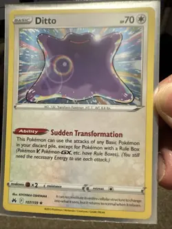 Pokemon TCG Ditto Crown Zenith 107/159 Reverse Holo Holo Rare - Image 1