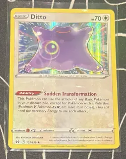 Pokemon TCG Ditto Crown Zenith Holo Card 107/159 Rare, Near Mint Condition - Image 1