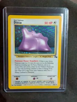 Pokemon TCG Ditto Fossil 3/62 Holo Unlimited Holo Rare LP Lightly Played - Image 1