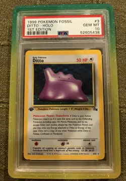 1999 Pokemon Fossil 1st Edition Ditto Holo #3 PSA 10 Gem Mint - Image 1