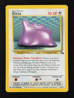 1999 Pokemon Fossil Ditto 3/62 Holo 1st Edition NM - Image 1