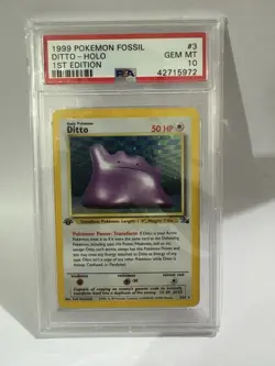 1999 Pokemon Fossil 1st Edition - Ditto 3/62 Holo Gem Mint PSA 10 - Image 1