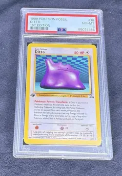 DITTO HOLO 18/62 1ST EDITION FOSSIL POKEMON PSA 8 - Image 1