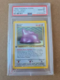1st edition 1999 Pokemon Fossil Ditto - Holo PSA 10 - Image 1