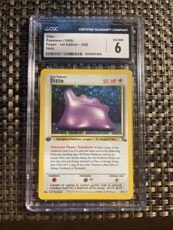 1999 1st Edition Holo Fossil Ditto, English. Pokemon TCG. CGC grade 6 - Image 1