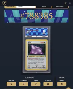 Pokemon Ditto Fossil 1st Edition Holo #3 WOTC ACE Slab Grade 8 PSA - Image 5