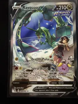 Pokemon Rayquaza v Evolving Skies Holo Card 194/203 Ultra Rare Full Art Alt Art - Image 1