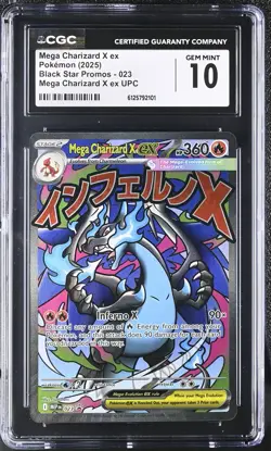 CGC 10 GEM MINT Mega Charizard X Ex MEP 023 Black Star MEP023 Pokemon Card - Image 1