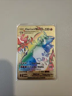 Charizard VMAX Rainbow Gold Metal Pokemon Card Collectible/Gift/Display - Image 1