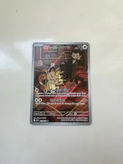 Pokemon TCG Destined Rivals Team Rockets Meowth Illustration Rare Card 203 - Image 1