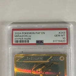 2024 POKEMON PAF EN-PALDEAN FATES HYPER RARE gold #243 MIRAIDON EX 🔥 PSA 10 🔥 - Image 2