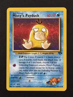 Pokemon Misty's Psyduck 90/132 Gym Challenge Unlimited Regular Common 60HP Basic - Image 1