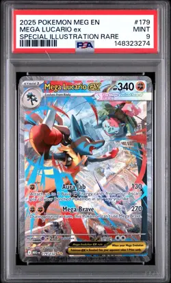 PSA 9 MEGA LUCARIO EX 179/132 SIR MEGA EVOLUTION POKEMON 😍 - Image 1