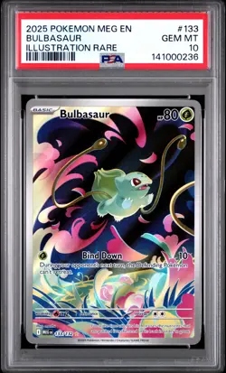 2025 POKEMON MEG EN-MEGA EVOLUTION ILLUSTRATION RARE #133 BULBASAUR PSA 10 - Image 1