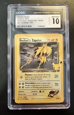 2021 Pokemon Celebrations Classic Co 15/132 Rocket’s Zapdos Holo CGC 10 Gem Mint - Image 1