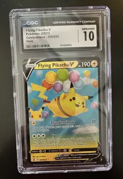 2021 Pokemon SWSH Celebrations 006/025 Flying Pikachu V CGC 10 Gem Mint - Image 1
