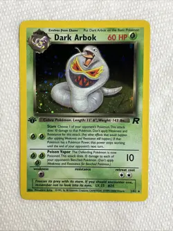 2000 Pokemon Dark Arbok 1st Edition Holo WOTC 2/82 Free Shipping - Image 1