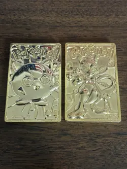 Vintage 1999 Mewtwo And Jigglypuff Gold Plated Cards - Image 1