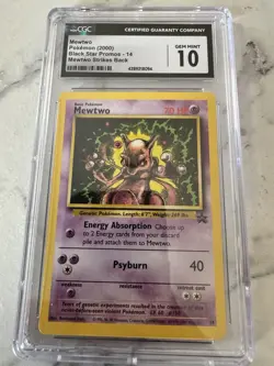 Graded CGC GEM MINT 10 Mewtwo Strikes Back 14 2000 Black Star Promo Pokemon Card - Image 1