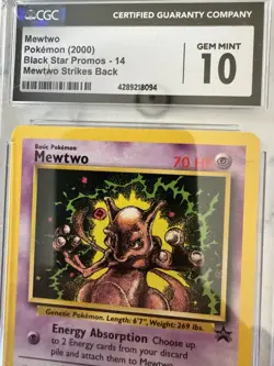 Graded CGC GEM MINT 10 Mewtwo Strikes Back 14 2000 Black Star Promo Pokemon Card - Image 2