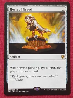 Magic The Gathering CONSPIRACY TAKE THE CROWN HORN OF GREED artifact card MTG - Image 1