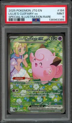 2025 Pokemon Journey Together Lillie's Clefairy EX 184/159 PSA 9 Mint SIR - Image 1