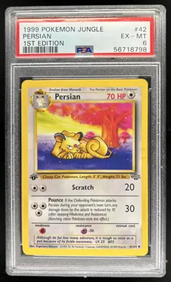 1999 Pokemon Jungle 1st Edition Persian #42/64 PSA 6 - Image 1
