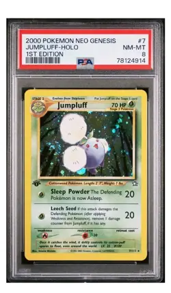 2000 Pokemon Neo Genesis 1st Edition Jumpluff Holo #7/111 PSA 8 - Image 1