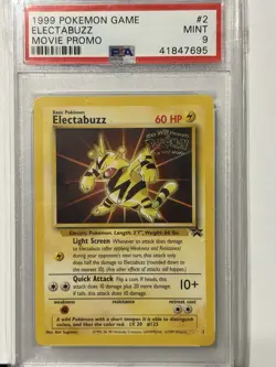 Pokemon Elektabuzz Black Star PSA 9 WOTC Promo The First Movie - Image 1